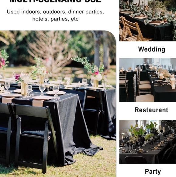 Black 90 x 156 Tablecloths - Picture 6 of 7